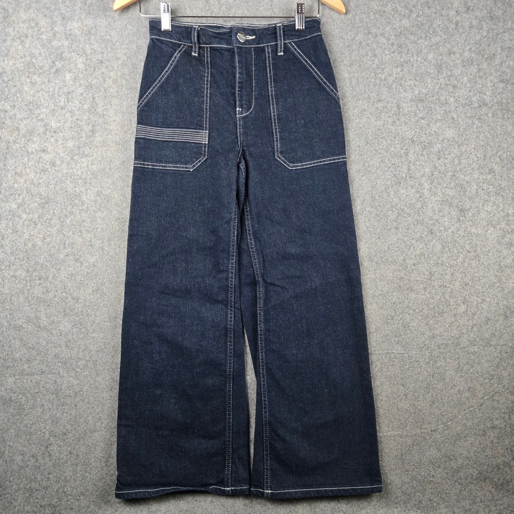 Seventy + Mochi Wide Leg Jeans Womens W25 Blue Contrast Stitch Utility